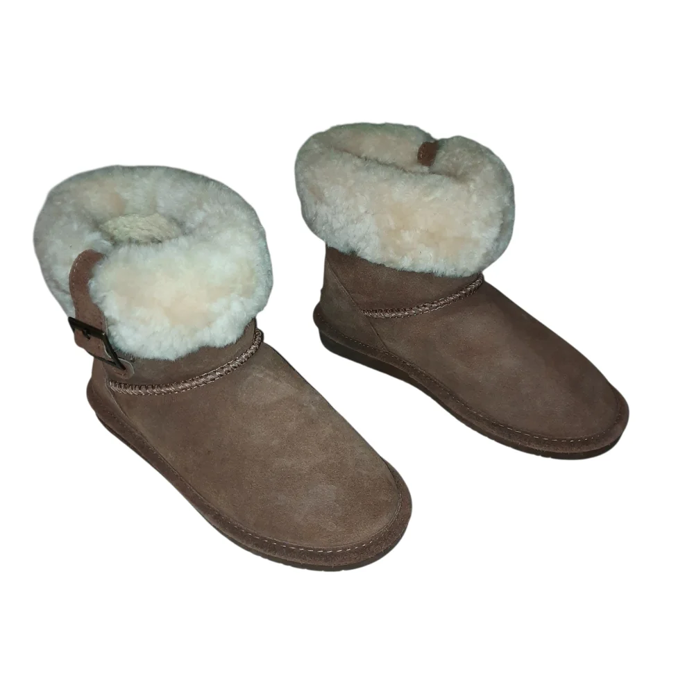 BearPaw Brown Ankle Boots with Cream Fur - Picture 7 of 8